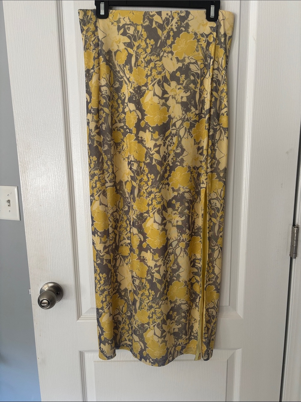 Free People Yellow and Gray Floral Maxi Skirt